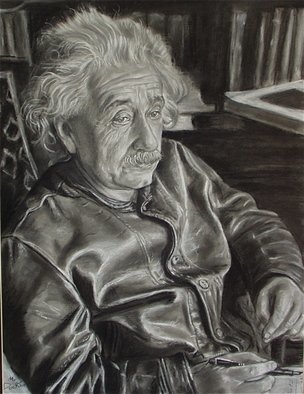 Morris Docktor; GENIUS IN LEATHER, 2010, Original Drawing Charcoal, 18 x 24 inches. 