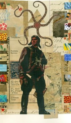 Robert H. Stockton; On The Threshold, 2020, Original Collage, 6 x 9 inches. Artwork description: 241 Collage using vintage papers and found images. ...