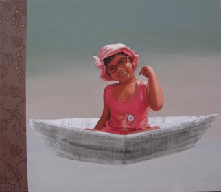 Nabendu Roy; Imagination Of Little Girl 1, 2020, Original Painting Acrylic, 34 x 30 inches. Artwork description: 241 Inspiration aEUR