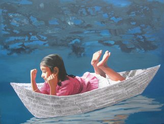 Nabendu Roy; Imagination Of Little Girl 5, 2020, Original Painting Acrylic, 48 x 36 inches. Artwork description: 241  Inspiration aEUR