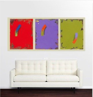 Chi Harkrader; Triad Room, 2015, Original Mixed Media, 90 x 40 inches. Artwork description: 241 Abstract, Room View, Triptych...