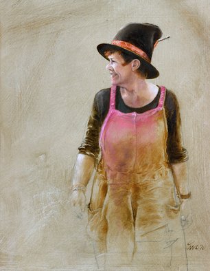Ivo Winnubst; Henske Carnivale, 2010, Original Painting Oil, 25 x 20 cm. Artwork description: 241  Art, carnivale, portrait, realistic, human, oil, panel, new, woman   ...
