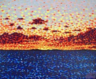 Alan Hogan; Sunset At Sea, 2008, Original Painting Acrylic, 55 x 45 cm. Artwork description: 241  This acrylic- on- canvas painting was painted with the use of special fluorescent colours to enhance the feel of a real sunset. The artist Alan Hogan wants his paintings to catch the eye of the passer- by, and he achieves this by using such vivid imagery and ...