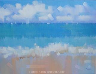 Alex Hook Krioutchkov, 'Playa 13', 2010, original Painting Oil, 35 x 27  x 2 cm. Artwork description: 2448 mediterraneo, seascape, abstract seascape, beach, sea, playa, marina, boats, ships, expressionism, barcos, Mallorca, ...