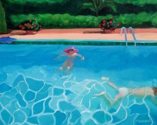 Alice Murdoch, 'David And Me', 2006, original Painting Oil, 24 x 18  x 2 inches. Artwork description: 1911 Pool scene...