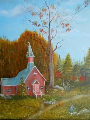Al Johannessen; Little Country Church, 2014, Original Painting Oil, 16 x 20 inches. Artwork description: 241  A small country church in the woods        ...
