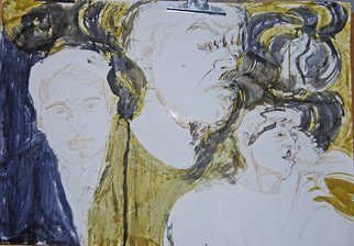 Alkistis Wechsler, 'TRIPLE ED PORTRAIT', 2012, original Painting Ink, 85 x 60  x 1 cm. Artwork description: 3828                Series: falling in the underworld of Persephone and Hades    ...