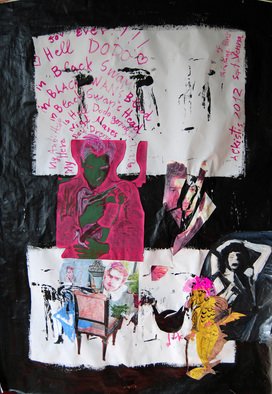Alkistis Wechsler, 'Contemplating Hell Dodo F...', 2012, original Collage, 60 x 100  x 1 cm. Artwork description: 4173      Pencil, ink and acrylic drawings and collage on paper of the Series with El Dodo, Alice, Black Swan and other friends of them Sept 2012  ...