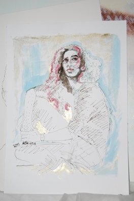 Alkistis Wechsler, 'Vogue', 2011, original Drawing Other, 30 x 40  x 1 cm. Artwork description: 4863      pigment ink, watercolour and gold pigment, pen drawing and brush . . . on paper original and unique     ...