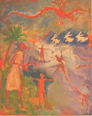 Ahmed Al Safi; Farmer And Dragon , 2004, Original Painting Oil, 40 x 50 cm. 
