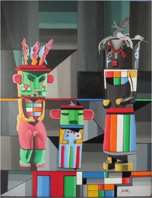 Sergio Roffe; KACHINA DOLLS, 2011, Original Painting Acrylic, 70 x 90 cm. Artwork description: 241  FIGURATIVE/ GEOMETRIC ABSTRACT    ...