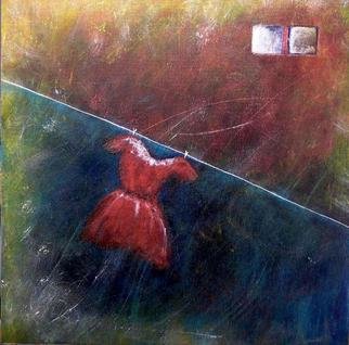 Ana Marini Genzon; Red Dress Whith Memory Windows, 2005, Original Painting Acrylic, 18 x 12 inches. 
