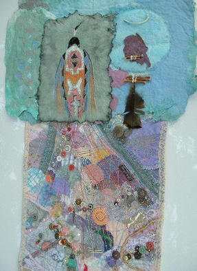 Andree Lisette Herz, 'Chiefs Robe 2', 2003, original Fiber, 22 x 37  inches. Artwork description: 2703 Handmade paper and quilted and stiched fabric with buttons, beads and found objects...