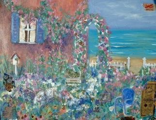 Andree Lisette Herz, 'Beach Garden', 2004, original Assemblage, 24 x 24  x 2 inches. Artwork description: 2307 Acrylic on gallery wrapped canvas with collaged items....