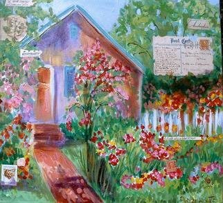 Andree Lisette Herz, 'Cottage Garden', 2005, original Painting Acrylic, 20 x 20  x 1 inches. Artwork description: 2307 acrylic with cvollages items on gallery wrapped canvas...