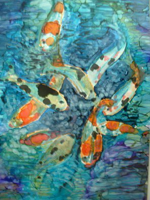 Andree Lisette Herz; Koi Madness, 2015, Original Painting Ink, 16 x 20 inches. Artwork description: 241                                            . alcohol ink  painted with q tips on yupo                                                      ...