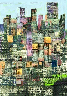 Andrew Mercer; Metropolis Green, 2018, Original Digital Print, 35 x 50 cm. Artwork description: 241 A work based on the shapes colours and textures of the city. ...