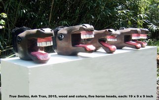 Anh Tran; True Smiles 2, 2015, Original Sculpture Wood, 19 x 9 inches. Artwork description: 241     The sculpture created from my dream at which Horses smiled at me. How lovely and true of horse smiles are. Rarely I see animal smile except pleasure of sexing. These are the very true smiles. Human beings is the same.   ...