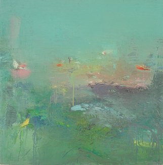 Anna Maria  Papadimitriou; Youkali, 2010, Original Painting Oil, 80 x 80 cm. Artwork description: 241  dream land, impressionism, Monet, garden, water.  ...