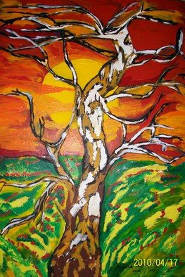 Archna Jaideep Singh; Sunrise, 2008, Original Painting Acrylic, 61 x 92 cm. Artwork description: 241  The composition comprises acrylic paints on canvas and reflects the intense relationship between the sun and the earth.  ...
