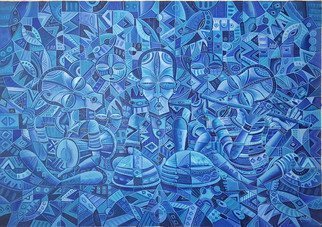 Angu Walters; The Blues Band II, 2015, Original Painting Acrylic, 39 x 28 inches. Artwork description: 241 This acrylic painting on canvas depicts an African Blues Band. ...