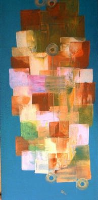 Gudrun Ploetz; The Green And The Colours 2, 2002, Original Painting Encaustic, 16 x 40 inches. Artwork description: 241 Encaustic and acryl paints on canvas...