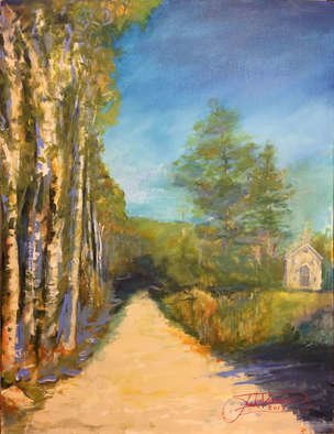 Jack Diamond; Old Country Church, 2017, Original Painting Acrylic, 18 x 24 inches. Artwork description: 241 painting, landscape, church, country, jack diamond, art, fall, autumn, path, trees, leaves, field, ...