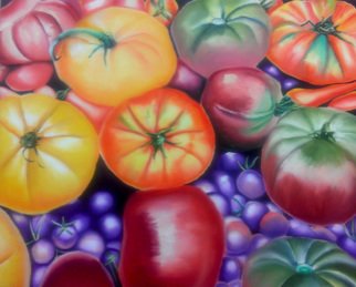 Katie Puenner; Sweet Tomatoes, 2015, Original Painting Oil, 36 x 34 inches. Artwork description: 241               This original oil on canvas is illustrative in style and vibrant in color. This gallery wrapped, one of a kind painting would make a great addition to any home or office.              ...