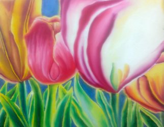 Katie Puenner; Tulips, 2015, Original Painting Oil, 24 x 18 inches. Artwork description: 241                This original oil on canvas is illustrative in style and vibrant in color. This gallery wrapped, one of a kind painting would make a great addition to any home or office.               ...