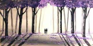 Aisha Haider; Purple Tree Walk 2, 2019, Original Painting Acrylic, 40 x 20 inches. Artwork description: 241 A lovely landscape painting of a couple taking a relaxing walk through the purple trees on a misty day. The painting continues over the sides so it may be hung without a frame and has been varnished with gloss for protection. The painting has been signed by ...