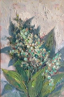 Roman Sergienko; Lilies Of The Valley, 2020, Original Painting Oil, 7.8 x 11.8 inches. Artwork description: 241 This is Spring Flowers bouquet Lilies of the Valley that we can see just once a year in May.  Here you see my oil painting on stretched canvas, highly textured with a palette knife.  High quality oil paints and canvas on stretcher were used to create it.  ...
