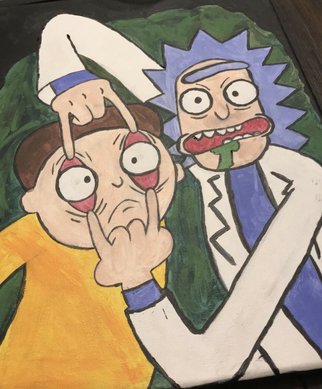 Mia Rivera; Rick And Morty Painting, 2020, Original Painting Acrylic, 19 x 22 inches. Artwork description: 241 Two characters from Rick and Morty...