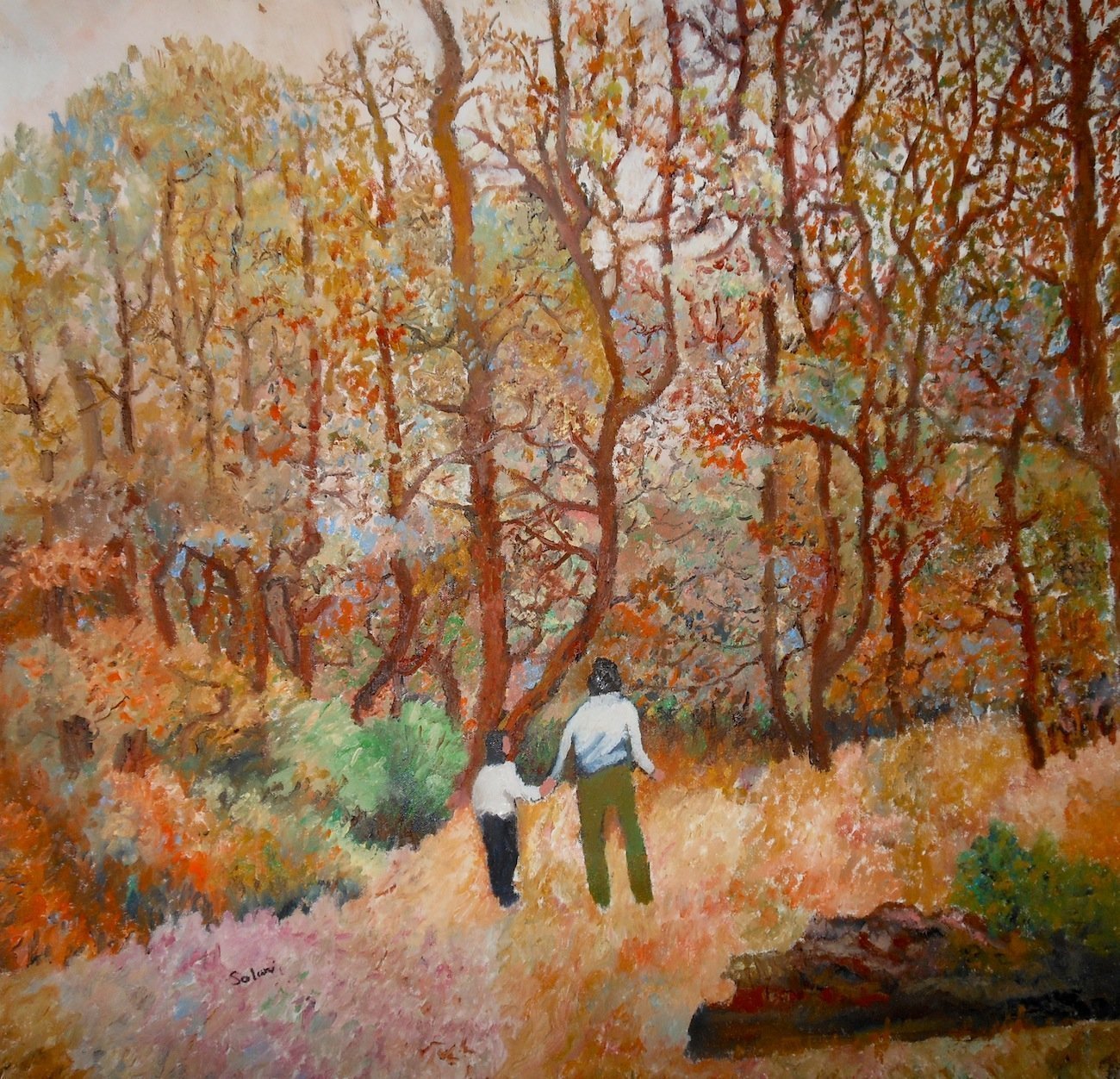 Robert Solari; A Walk In The Woods, 2018, Original Painting Oil, 28 x 30 inches. Artwork description: 241 This painting represents a mother and daughter enjoying the wonders of nature...