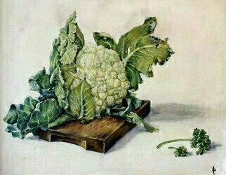 Austen Pinkerton, 'Cauliflower Painted Age 15', 1966, original Painting Oil, 18 x 12  x 1 cm. 