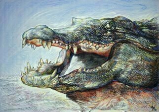 Austen Pinkerton, 'Crocodile', 2018, original Drawing Pastel, 42 x 30  x 1 cm. 