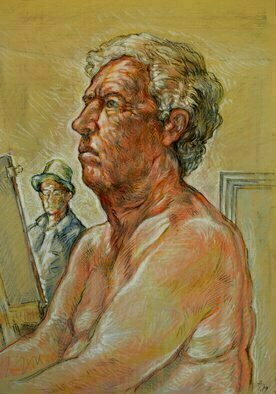 Austen Pinkerton, 'John Number Five', 2019, original Drawing Pastel, 30 x 42  x 1 cm. Artwork description: 2448 Life study of nude at narberth life drawing group, . south wales, UK...