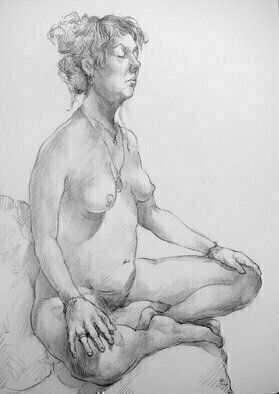 Austen Pinkerton, 'Mary Number One', 2019, original Drawing Graphite, 30 x 42  x 1 cm. Artwork description: 2448 Drawn last Friday at Narberth Museum Life Drawing Group...