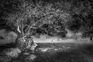 Andrew Xenios; The Maya, 2012, Original Photography Black and White, 18 x 12 inches. Artwork description: 241 A Mayan man enjoys the coolness of this magnificent tree....
