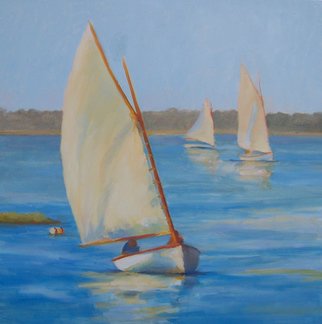 Susan Barnes; August Cats, 2009, Original Painting Oil, 24 x 24 inches. Artwork description: 241  cat boat, sailing, oil ...