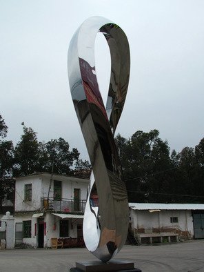 Wenqin Chen; Endless Curve No3, 2010, Original Sculpture Steel, 56 x 100 cm. Artwork description: 241 stainless steel sculpture, monumental sculpture, varied commissions available, up scale available, corporate sculpture, public sculpture. ...