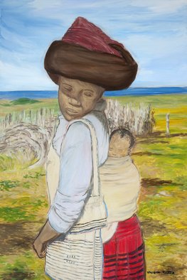 Vaughn Tucker; African Mother And Child, 2011, Original Painting Oil, 48 x 60 inches. Artwork description: 241          Figure , lying  down, oil paint, detail art, fine art, 20 x 20, size  , land scape        ...
