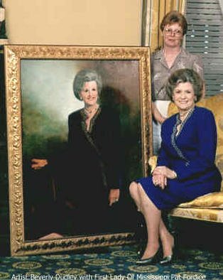 Beverly Dudley; First Lady Of Mississippi, 1993, Original Painting Oil, 36 x 48 inches. Artwork description: 241 Artist Beverly Dudley with First Lady of Mississippi. i>> ? This Oil Portrait of Pat Fordice hung outside her office in the Governors Mansion in Mississippiwhen her husband was governor....