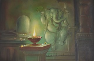 Durshit Bhaskar; Ganesha Buddhipriya, 2014, Original Painting Oil, 36 x 24 inches. Artwork description: 241 Ganesha, Ganeshji, Ganesha Paintings, Lord Ganesha, Elephant God, God, Bhagwan, Divine, Spiritual, Prayer, , Indian Gods, Vinayak, Ganpati, Deva, Siddhivinayak, , Mangalamurti, Lambodara, Gadadhara, Hindu, Hindu God, Hinduism, Oil Painting, Oil on Canvas, Durshit Bhaskar...