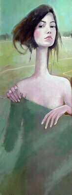 Beata Wrzesinska;  Mystery, 2018, Original Painting Oil, 30 x 80 cm. Artwork description: 241 Woman landscapes body...