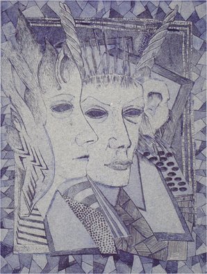 Bert Menco; Monkey Donkey People, 1987, Original Printmaking Other, 9 x 12 inches. Artwork description: 241  A fantasy image of 