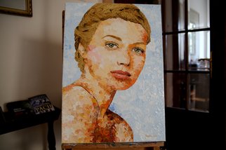 Bogdan Lecca; Blonde Girl, 2020, Original Painting Oil, 50 x 70 cm. Artwork description: 241 A beautiful light colours portrait of a blonde girloil on canvas, 50x70 cm ...