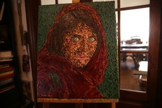 Bogdan Lecca; Sharbat Gula, 2020, Original Painting Oil, 50 x 60 cm. Artwork description: 241 An original painting, tribute to Steve McCurry . . . and to the remarcable green eyes of this afghan girl  oil on canvas, 50x60 cm ...