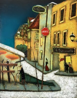 Steven Lamb; Street In Quebec City, 2018, Original Mixed Media, 20 x 24 inches. Artwork description: 241 Painted after my Photography, I tried to express the mood of an evening in Quebec City. ...
