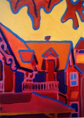 Debra Bretton Robinson; Oak Bluffs In Red, 2010, Original Painting Acrylic, 10 x 12 inches. Artwork description: 241  This was painted on site in Oak Bluffs on Martha's Vineyard this summer.  It was a very hot day.     ...