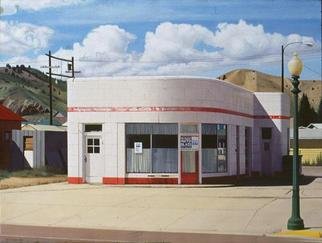 Roderick Briggs; Gas Forlorn Outpost, 2000, Original Painting Oil, 48 x 36 inches. Artwork description: 241 This converted gas station, on the path to abandonment, still remained on a street of a Westen mining town, whose local industry closed....